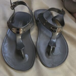 Michael Kors Silver Sandals with Metallic Accents